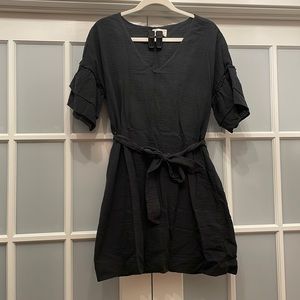 Gray waist tie dress
